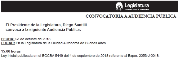 Audiencia publica del 23 de octubre a las 15 horas